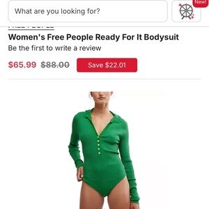 Green Ribbed Long Sleeve Bodysuit